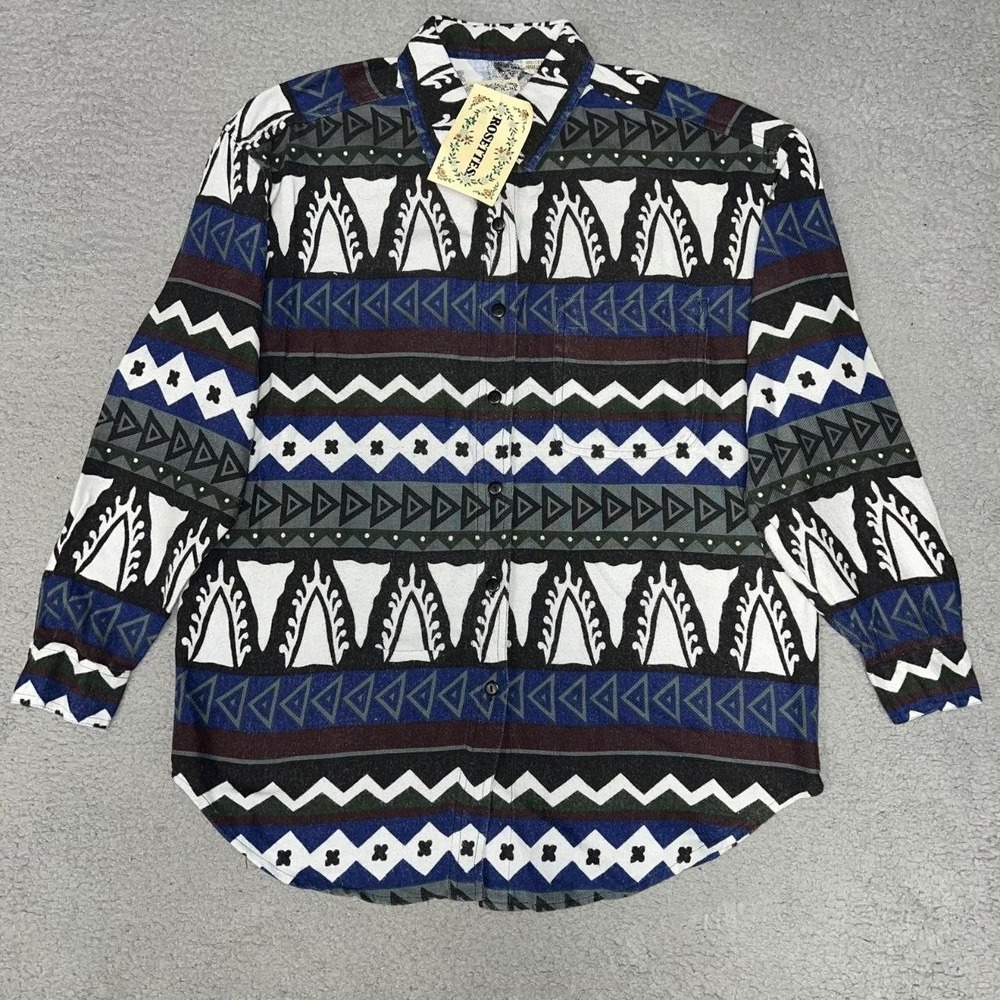 NWT Rosettes Shirt Women's Size M Geometric Aztec Western Blouse Top Button Down